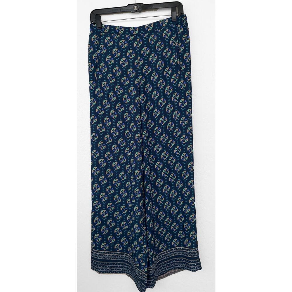 BCBG Max Azria Women's Blue Multicolor Joan‎ Boho Wide Leg Palazzo Pants